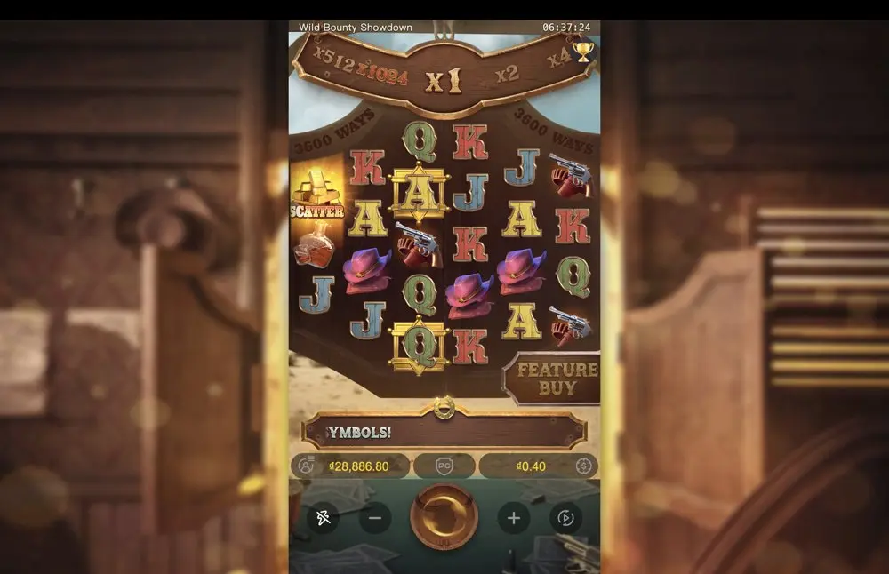 Ảnh bảng biểu tượng & tính năng game Wild Bounty Showdown (slot PG) chơi tại LC79