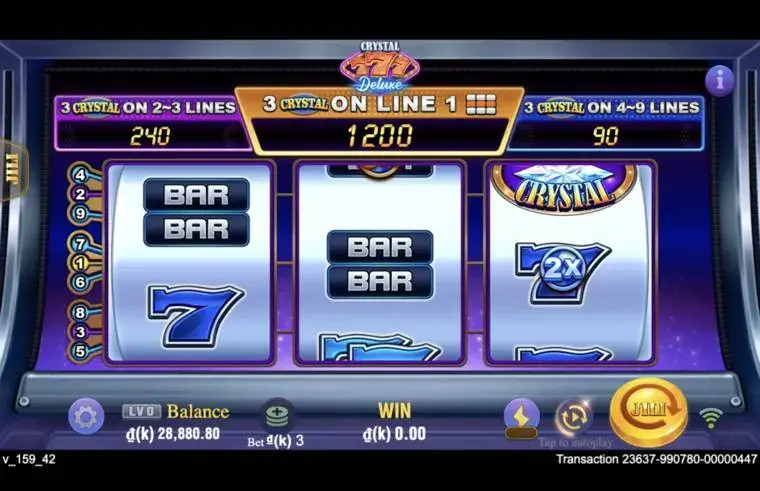 Ảnh bảng biểu tượng & tính năng game Crystal 777 DELUXE (slot JILI) chơi tại LC79